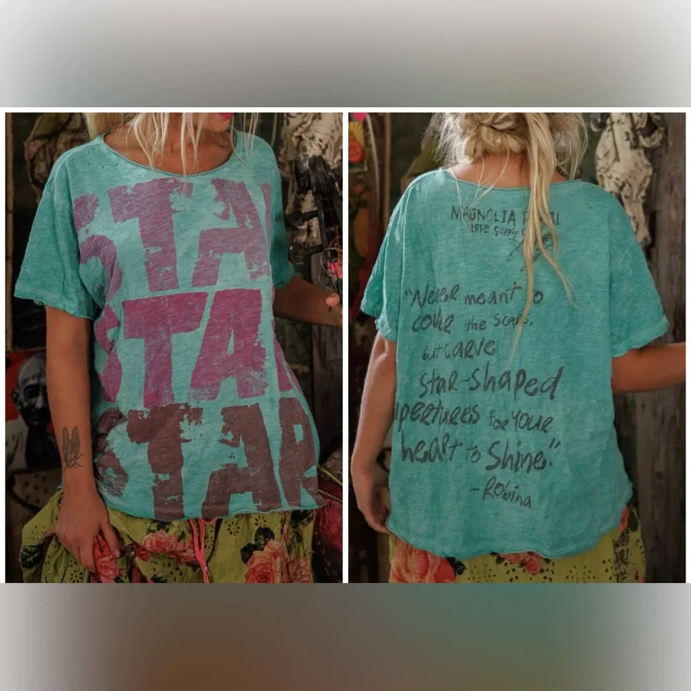 NWT Magnolia Pearl Magnolia Pearl Star Star Star Tee - one size RARE SOLD OUT